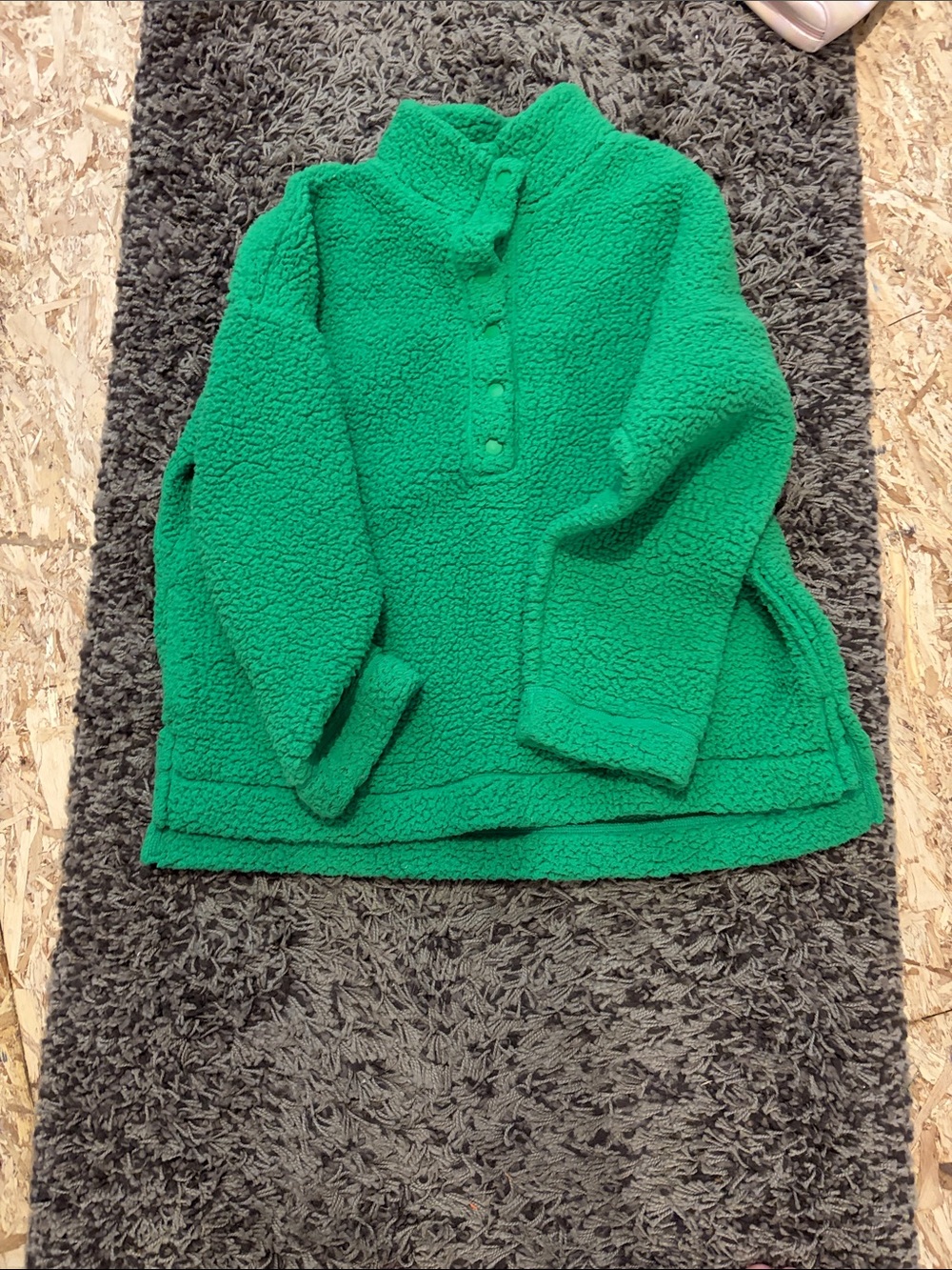 aerie Green Sherpa Pullover Snap-Front Top